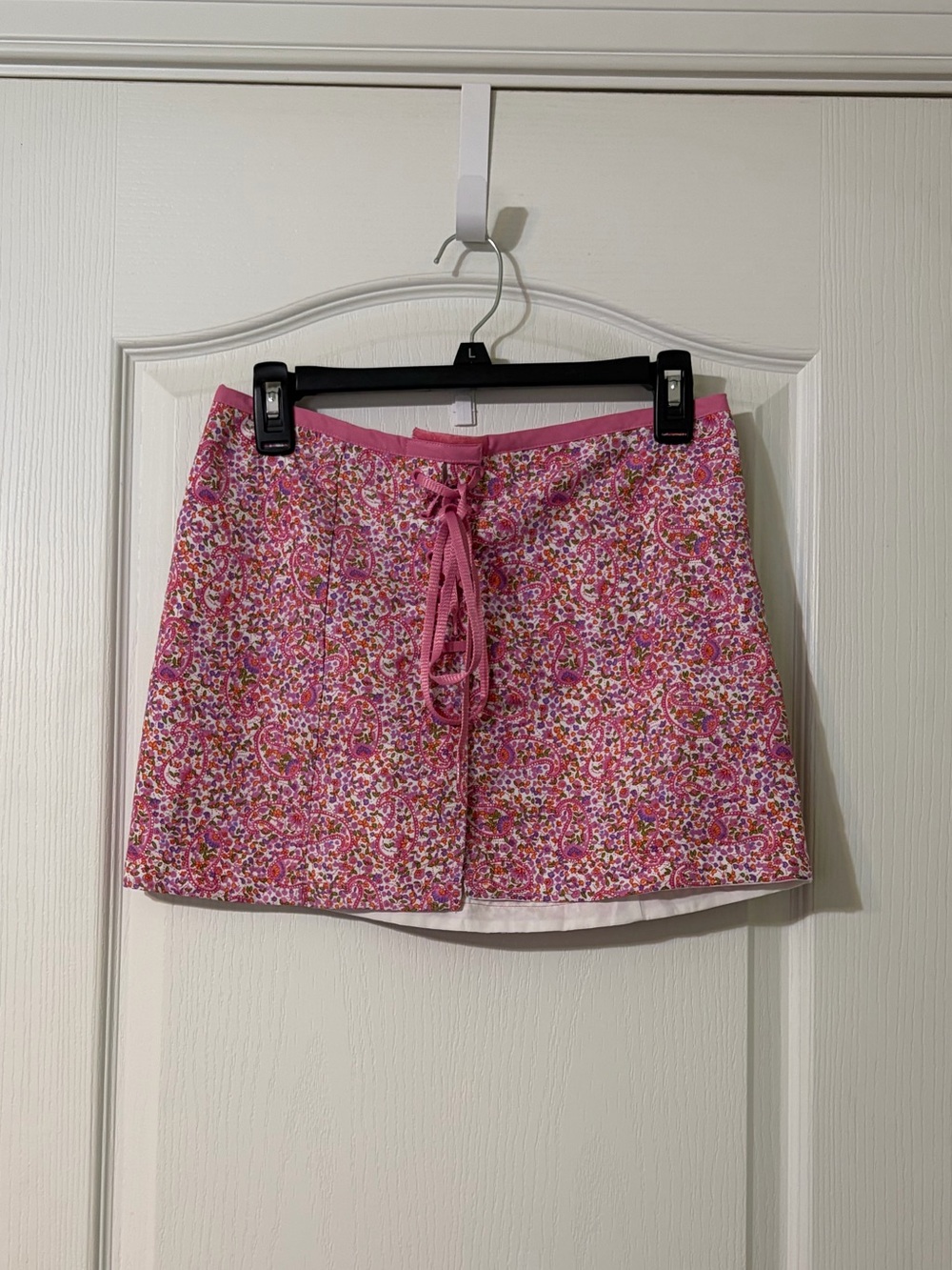 Pink Paisley Drawstring Swim Skirt